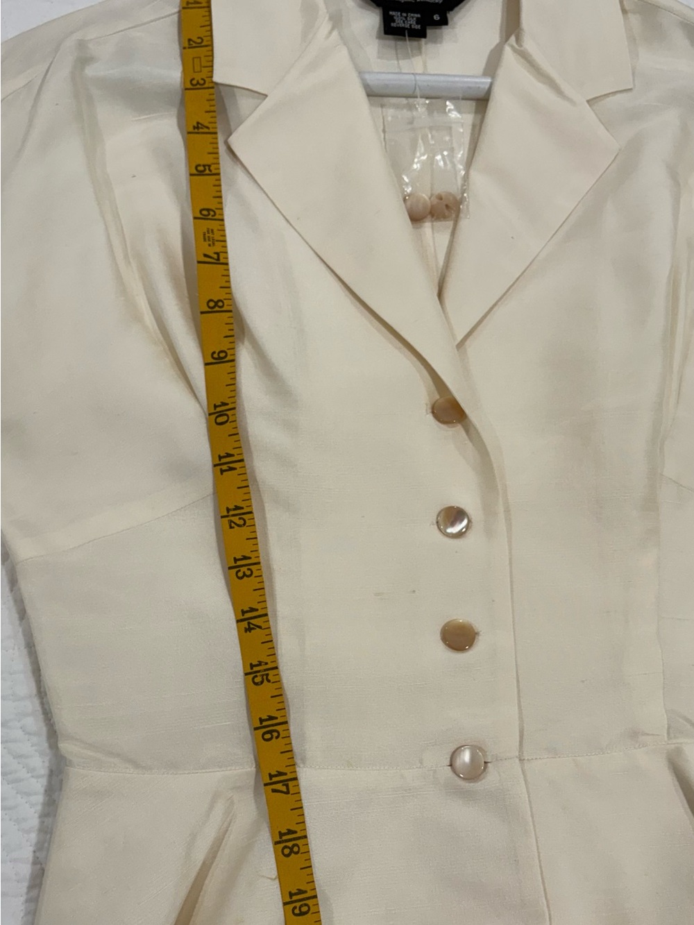 J. Peterman Silk Cream Button-Front Tailored Blouse - Picture 8 of 8